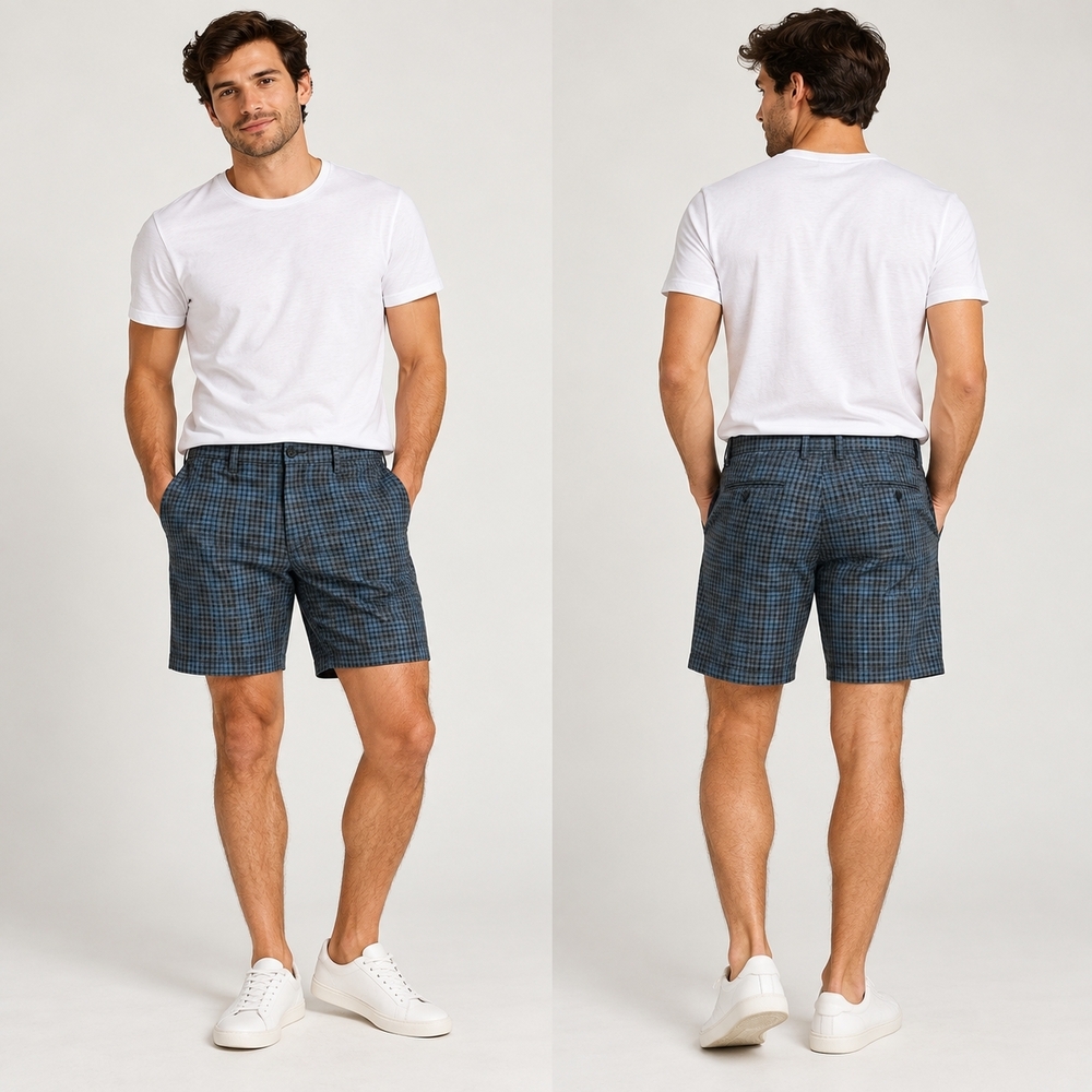 Marc by Marc Jacobs Blue Plaid Check Shorts Mens Size 30 Cotton Linen EXC